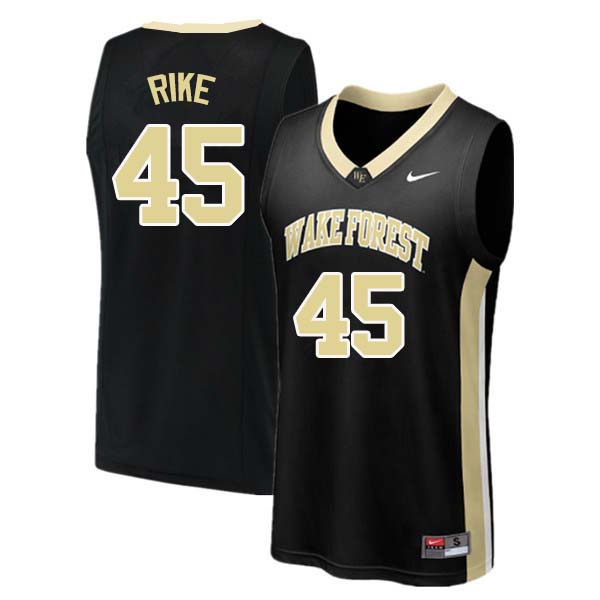 Men #45 Troy Rike Wake Forest Demon Deacons College Basketball Jerseys Sale-Black